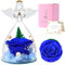Cadeaux de Roses Eternelles pour Elle, Cadeau Femme Roses Préservées dans des Figurines d'ange en Verre, Anges de Fleurs pour Maman Grand-mère, Epouse, Sœur, Petite Amie (Bleu)