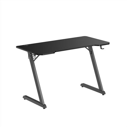 Noua Win Scrivania Gaming Telaio Z, Tavolo da Gioco Ergonomico, Postazione Gaming per PC Computer Monitor, Fori Passacavi, Portabicchieri e Gancio per Cuffie, 120 * 60 * 75 cm