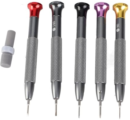 5Pcs Watch Screwdriver Set, 0.8/1.0/1.2/1.4/1.6mm Flat Head Tool Kit