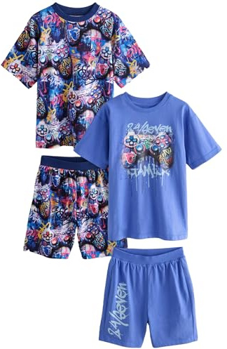 NEXT Jungen 2er-Pack Kurze Schlafanzüge aus 100% Baumwolle