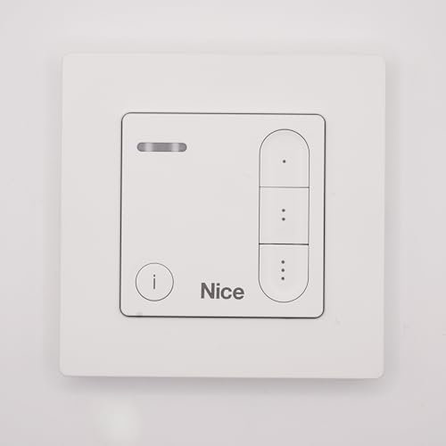 NICE DOMIW3C - Télécommande murale sans fil 3 canaux – Nouvelle gamme Nice DOMI – Fréquence 433,92 MHz - Remplace WM003C / WM001C + 1 Porte-clés DOMOBIP