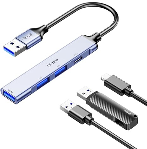 Biaze HUB77 USB 4-Port USB3.0 Hub Verteiler 5Gbps USBA Mehrfachstecker Splitter PD10W für MacBook, Mac Pro/Mini, iMac, Surface Pro, XPS, Notebook PC, USB-Flash Drives, Mobile HDD, und mehr