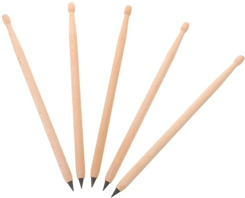 TOPBATHY Lot de 5 Crayons en Bois Fantaisie Forme Baguettes de Batterie Hb Effaçables pour École Bureau Garçon et Filles Élèves Présent Original Musique