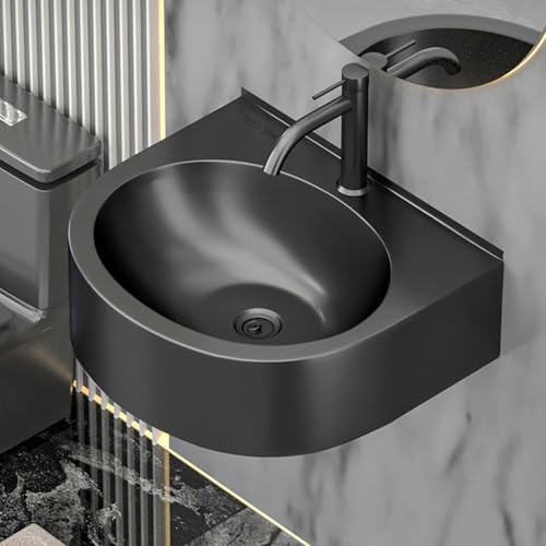 SBCGFY Évier d'angle Mural en Acier Inoxydable - Idéal pour Les Petits espaces, Parfait pour Un Meuble-lavabo, Le Lavage des Mains, la Cuisine ou la buanderie. Design Compact, Noir.