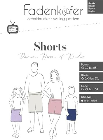 Papierschnittmuster Shorts für Damen, Herren und Kinder