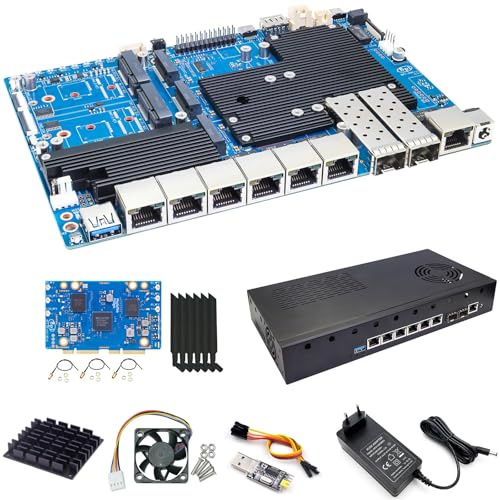 Banana Pi BPI-R4 Pro 8X WiFi 7 Router, MTK MT7988A, 8GB RAM, OpenWRT, 2X 10GbE SFP+/RJ45, 4X 2.5GbE LAN, NAS, 4G/5G, Smart Gateway (8X, 8GB RAM, Case + WiFi 7 Kit)