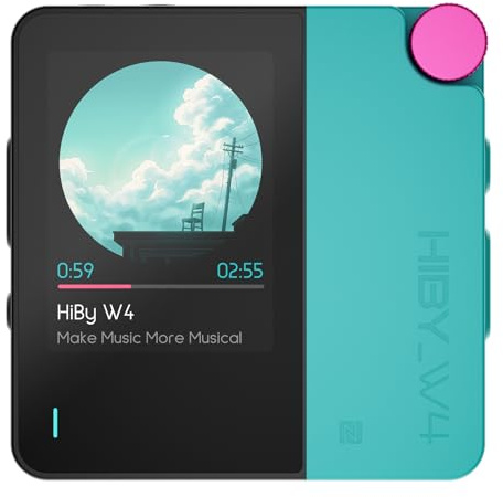 HiBy W4 Bluetooth Headphone Amplifier USB DAC, BT 5.4 & NFC, aptX Lossless LDAC, Dual DAC, DSD512 PCM 768kHz, 2-Inch Touch Screen, cVc Mic, 3.5mm & 4.4mm Balanced Output