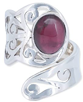 Ring 925 Silber Granat roter Stein größenverstellbar Edelstein echt Silber Damen Sterling Silber Geschenk (MRV-063-02)