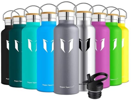 Super Sparrow Stainless Steel Water Bottle Kids - 500ml - Insulated Metal Water Bottles - Standard Mouth Flask - BPA Free - Straw Bottle for Work, Gym, Sports - 2 Lids