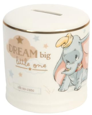 Widdop WBM-GFT72 Disney Magische Anfängen Keramik Spardose Bank, mit Gold Detail – Dumbo, transparent, 200 g