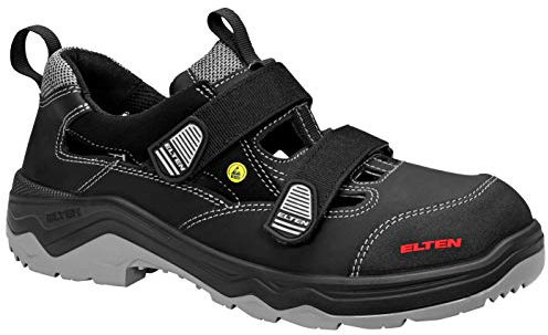 ELTEN Sicherheitsschuhe Laslo ESD S1P, Damen und Herren, Leder/Textil, Stahlkappe, leicht, klassisch 43, Schwarz