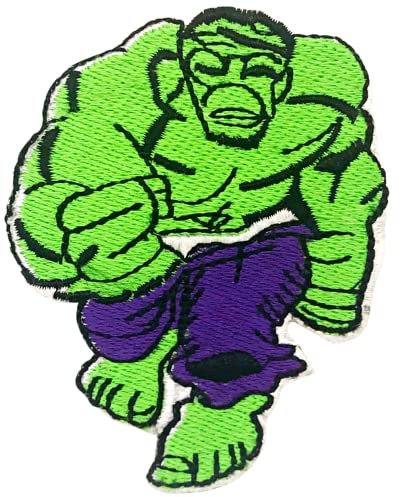 GK Aufnäher zum Aufbügeln oder Aufnähen, Motiv: Unglaublicher Hulk Running, 8,5 x 6,5 cm, Grün, Superheld, Patch