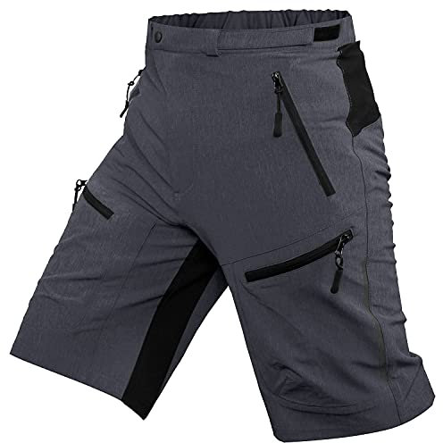 ALLY MTB Hose Herren Radhose, Wasserabweisend Mountainbike Kurz, Outdoor Sport Fahrradhose Herren Shorts (Dunkelgrau, M(Taille:31-33,Hüfte:34.5-36.5))