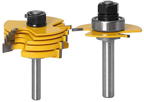 Gasea 8mm Jeu de Forets de Toupie à 3 Ailes Réglables Router à Rainure Bits Fraise à Bois Mèche de Menuiserie Routeur T Forme Avec 6pcs Lame de Coupe 1,8mm, 2,5mm, 3mm, 4mm, 5mm, 6,35mm