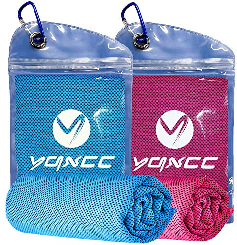 YQXCC 2 Pack Cooling Towels | 120x30 cm | Cold Cool for Neck | Microfibre Soft Breathable Chilly | for Sports Yoga, Golf, Gym, Camping, Running, Workout & More Activities