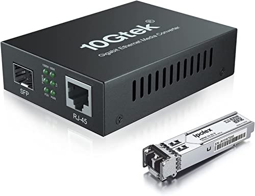 ipolex Gigabit Ethernet Medienkonverter, 1,25G SFP Port Glasfaser Medienkonverter, Multimode LC Medienkonverter mit einem SFP-SX Transceiver Modul (850-nm, 550-m@OM2OM3MMF). 1-Pack.
