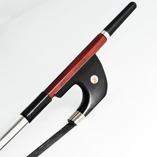 VINGOBOW neues Brasilienholz Deutsches Modell aufrecht Kontrabassbogen Schwarzes Rosshaar 3/4 Größe