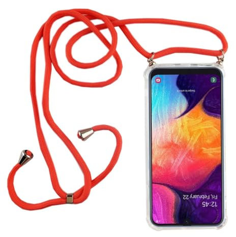 König Design Chaîne de téléphone portable compatible avec Samsung Galaxy A50 – Coque de protection pour smartphone avec cordon – Rose