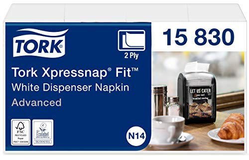 Tork Xpressnap Fit Spenderservietten – 15830 – Servietten zum Nachfüllen für N14 Serviettenspender, Advanced Qualität – 2-lagig, weiß – 720 Stück, Mittel