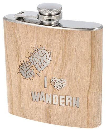 Spruchreif · Flachmann aus Edelstahl mit Gravur · perfekte Geschenkidee für Wanderer · Geschenk zum Wandern · Flachmann aus Holz · Outdoor Geschenk und Männer Geschenk