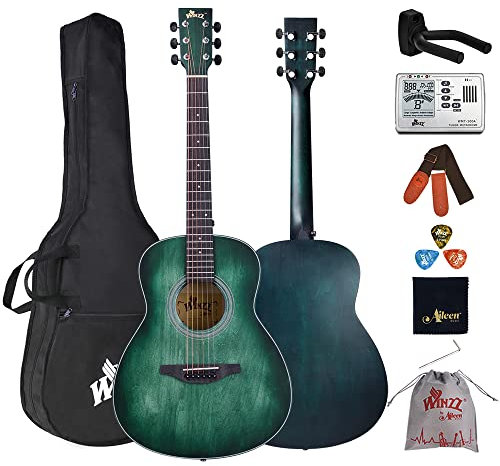 Winzz Guitarra Acústica 3/4 (36 Pulgadas-Azul-Verde)