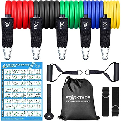 Starktape Resistance Bands. Elastic Professional Physical Therapy Latex Band. - Perfect for Home Exercise, Yoga, Pilates, Gym, Rehab, Workout