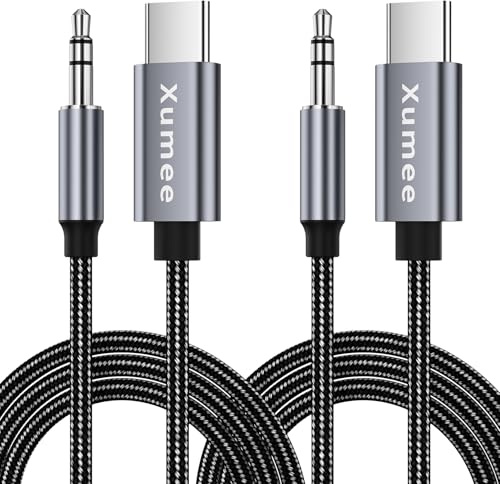 Xumee AUX-Kabel auf USB C (2 Stück), Typ-C-Stecker auf 3,5-mm-Klinkenstecker, Audiokabel, kompatibel mit iPhone 15 Pro Max, Autoradio, Lautsprecher, Kopfhörer, Samsung Galaxy S24 S23 S22 S21 Ultra S20