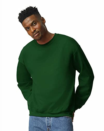 GILDAN Men's Fleece Crewneck Sweatshirt, Style G18000 Sweatshirt, Forest Green, L UK