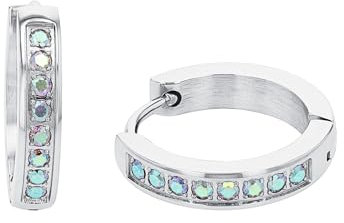 Amor Creolen Edelstahl Damen Ohrschmuck, mit Zirkonia synth., 1,6 cm, Silber, Kommt in Schmuck Geschenk Box, 2036467