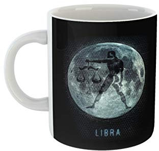 clothinx Sternzeichen Waage Tasse mit Mond | Astrologisch Geburtstag und Geburt September - Oktober | Liebevoll gestaltetes Tierkreiszeichen Motiv