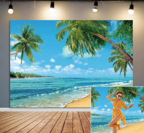 BINQOO 2,4 x 1,8 m Strandhintergründe, Sommer, tropischer Sonnenuntergang, Hawaii, Palme, Hintergrund, Garten, Foto-Requisiten für Studio, Karibik-Party, Foto-Hintergrund