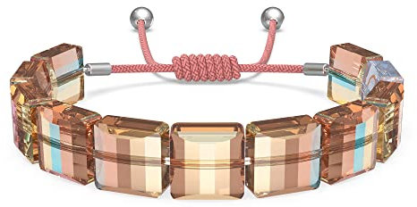 Swarovski Letra Armband, Rhodiniertes Kordel-Armband mit Orangenen Kristallen und Unendlichkeits-Motiv