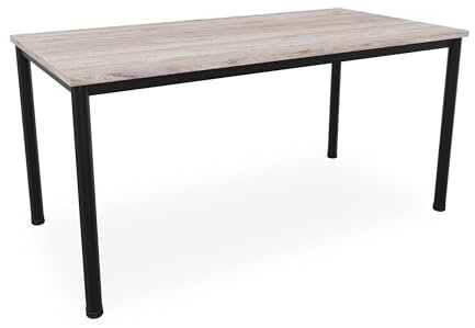 Schreibtisch u. Besprechungstisch mit schwarzem Tischgestell | Konferenztisch Bürotisch Computertisch Mehrzwecktisch Arbeitstisch PC-Tisch Homeoffice-Tisch (Eiche modern, 160 x 80 x 77,5 cm)