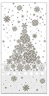 Chic Antique Servietten Papierserviette Serviette Weihnachten Christmas Schneeflocke Weihnachtsbaum verschiedene Größen und Muster X-Mas (38003-01 Baum Weiß 20x10cm)