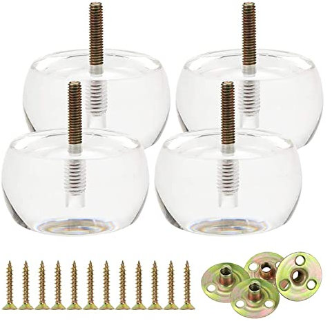 HFDASUENT Jeu de 4 Pieds de Meubles en Acrylique,Transparent Pied de Lit Pattes de Canapé Jambes de Canapé pour Meuble TV lit canapé Meuble de Salle de Bain Table Basse(Size:68×48mm)