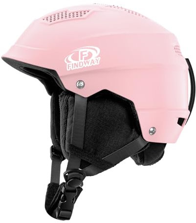 Findway Unisex Skihelm Damen Herren für Erwachsene Kinder Jugend mit Verstellbaren Belüftungsöffnungen, Kompatibel mit Skibrille für Brillenträger, Winter Outdoor Sport Snowboardhelm Rosa,L