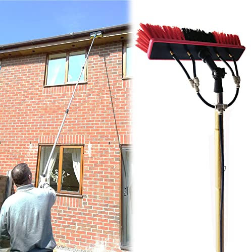 SANTUNK Waschbürste mit Wasseranschluss, 3.6-9M Teleskopstange Fensterreinigung, Ausziehbarer Reiniger Wintergartendach, Reinigung von Photovoltaik- und Sonnenkollektoren (9m/30ft)