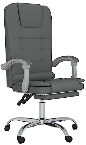 vidaXL Bürostuhl, Schreibtischstuhl Drehbar Höhenverstellbar, Drehstuhl Chefsessel mit Massagefunktion, Gamingstuhl Computerstuhl Bürosessel, Dunkelgrau Stoff