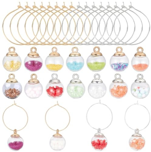 SUNNYCLUE 1 Box 14 Sets Wine Charms Bulk Wine Glass Tags Glass Ball Charms Wine Glass Markers for Glasses Identifier Gathering Wedding Holiday Birthday DIY Christmas Party Favors Drinks Decorations
