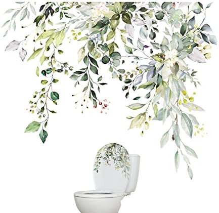 Adesivi Per Wc Foglie Di Piante Adesivi Per Coperchio Del Sedile Del Water Buccia Rimovibile Murale Autoadesivo Adesivo Da Parete Per Bagno Decalcomanie Decor Decalcomanie Per Fiori Adesivi Per