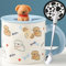 Arawat Hund Tasse mit Deckel 3d Tassen Tier Hund Tasse Geschenk Cute Hund Tasse Kaffeetasse Keramik 400 ml Teetasse Tee Kaffee Becher Süße Geburtstagsgeschenk für Frauen Männer Freund Jungen