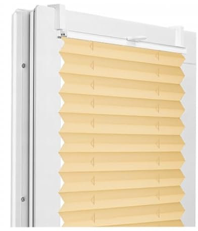 Fenster DEKOR - Plissee Klemmfix ohne Bohren Breite 130 cm x Höhe 150 cm - Fenster Plissees innen Beige - Faltrollo blickdicht - Faltrollos einfach zu montieren - Blissett Rollo