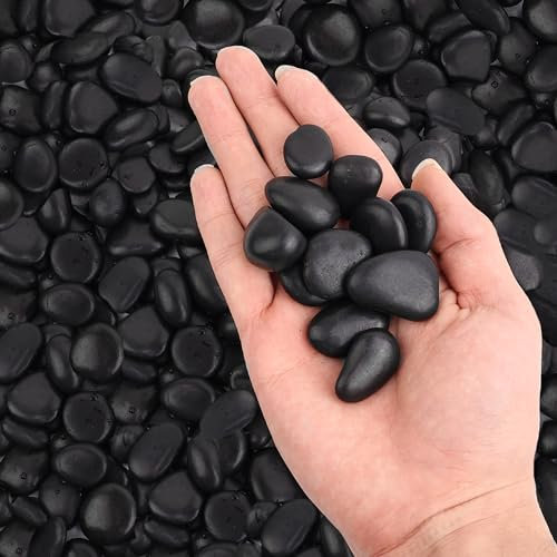 WHANLEY L&Q Black River Rocks Große für Landschaftsgestaltung im Freien, polierte Kieselsteine, Abdeckpflanzen, Felsen, dekorative Steine (Steingröße: 3,8 - 6,3 cm), Steine für Pflanzen, Vasen,