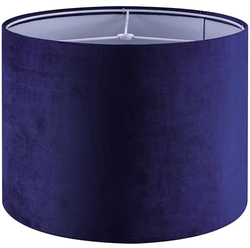 Pantalla moderna de terciopelo azul oscuro para lámpara de 13 x 13 x 10 pulgadas de alto (araña), pantalla mediana para lámpara de mesa y mesita de noche, hecha a mano GO&SO