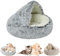 Cozy Pet Bed,Fidofaves Cozy Dog Bed,Winter Pet Plush Bed,Dog Bed with Hood,Soft Cat Kennel Dog Kennel,Washable,Non-Slip Bottom for Small Medium Dogs Snooze Sleeping Indoor (15.7in, Gray Short Plush)