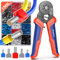 Preciva Alicates Terminales Hexagonales de Doble Extremo, Ideales para Cables de 0.25-6.0mm², Incluyen 1500 Casquillos de Doble y Un Solo Extremo