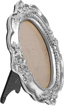 Amosfun Mini Bilderrahmen Antik Oval Silber EuropäIscher Stil Vintage Fotorahmen Aus Harz FüR Dekoration Und Fotohintergrund Ideal FüR Zuhause