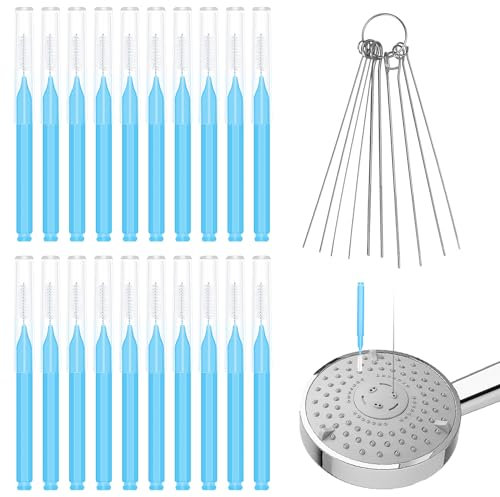 30pcs Shower Head Cleaner Tools, Shower Head Cleaning Brushes Multi-Sized Shower Head Cleaner Picks for Small Hole Anti-Clogging Cleaning Brush for Gap Nozzle Slot (Blue)