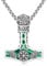Twoowl Mjolnir Necklace Sterling Silver Viking Compass Pendant Thor Hammer Necklace Raven Necklace Norse Runes Vegvisir Amulet Jewellery Gifts for Women Men(Malachit)