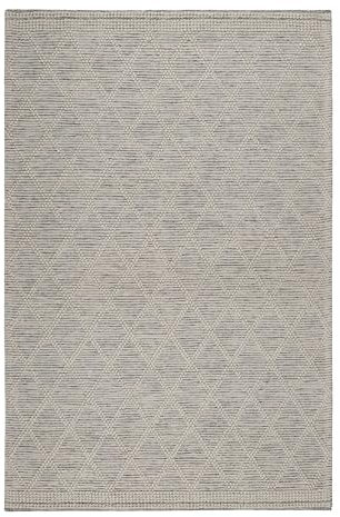 Wecon Home Esprit Handgewebter Teppich – Aus Schurwolle im Scandi-Style für Eleganz und Gemütlichkeit - Amy (110 x 170 cm, hellgrau)